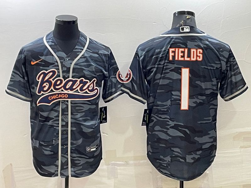 Men Chicago Bears 1 Fields Camo 2022 Nike Co branded NFL Jerseys